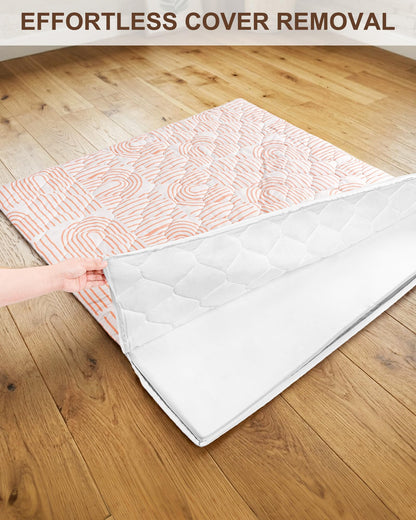 Beavtaens Foam Baby Play Mat 50x50, Removable and Machine Washable Cover, Thicken Cushioning Playmat and Perfect for Playpen, Non-Slip Bottom, Easy to Clean for Infants, Toddlers & Babies(Rainbow)