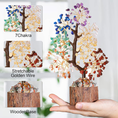 Crysmona Premium 7 Healing Chakra Tree of Life, Crystals and Healing Stones,- Crystal Tree for Positive Energy, Home Office Decor, Spiritual Gifts for Women