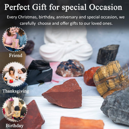 Crocon® 1LB Assorted Rough Bulk Natural Stone Raw Gemstone Tumbling Cabbing Polishing Gem Mining Chakra Balancing Reiki Crystals and Healing Stones Good Luck Home Office Décor