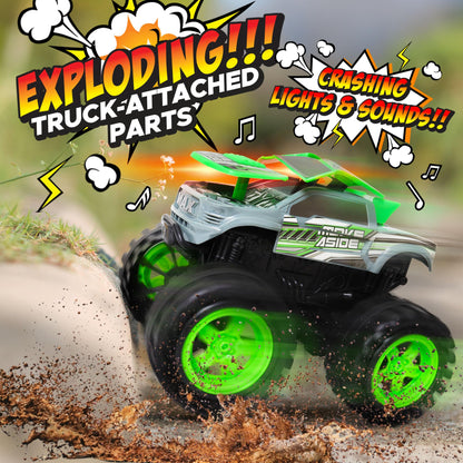 Exploding Monster Truck Toy with Explosive Crash Sounds and Lights, Smash It Up Again and Again, 8.7” Monster Truck Toys for Boys Kids Ages 3, 4-7 & Above | Toddler Toys for 3 Year Old Boys Gift