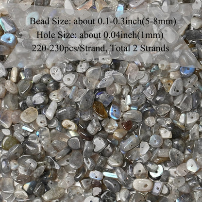 Natural Chip Stone Beads 450pcs Labradorite Chips 5-8mm Genuine Real Irregular Healing Crystal Rocks Hole Drilled DIY Loose Gemstone Beads for Jewelry Making Bracelet Earrings Necklace Crafting