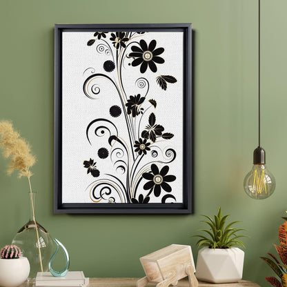 Scandinavian Folk Art, Black and Beige Abstract Botanical Wall Art for Scandinavian Home Decor