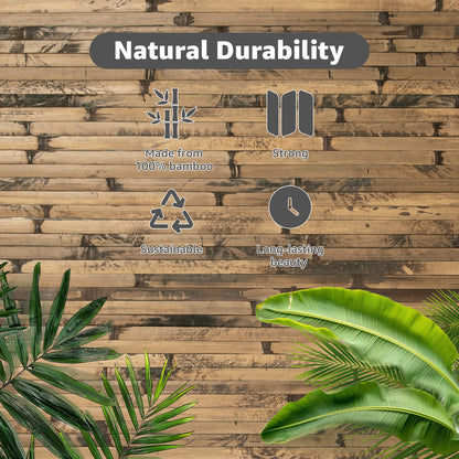 Art3d Natural Bamboo Wall Panel for Interior Wall Decor, Renewable Pole Wrap Wainscoting Paneling for Wall Ceiling Furniture Cabinet Office, 48 x 96 Inch - Dark Burned