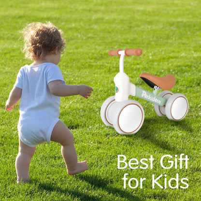 PerKidern Baby Balance Bike for 1-3 Year Old Boys Girls, 12-36 Month Toddler Balance Bike, 4 Wheels Baby Bike Toddler First Birthday Gifts (Green)