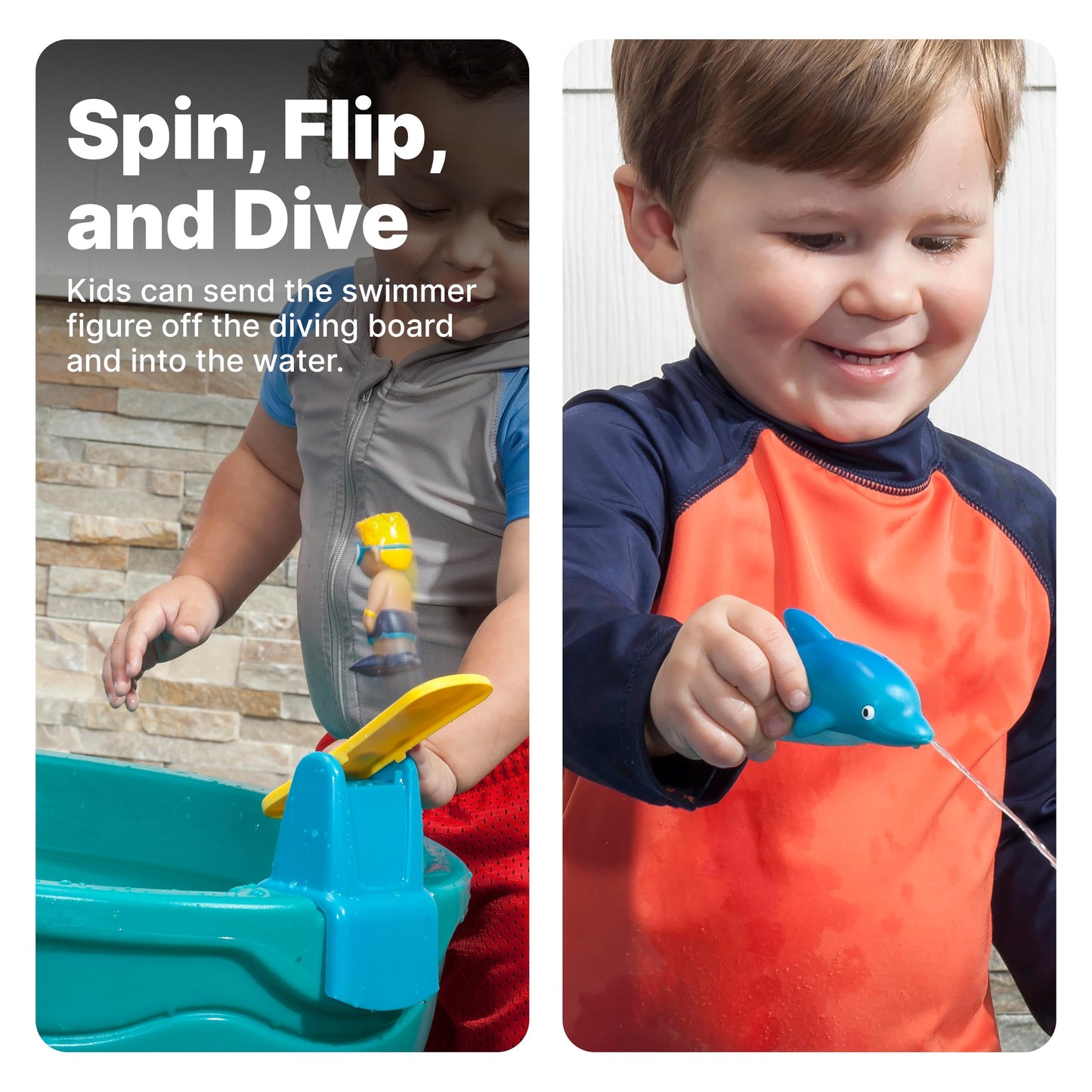 Step 2 Spill & Splash Seaway Water Table for Kids, Two-Tier Outdoor Kids Water Sensory Table with Umbrella, Ages 1.5+ Years Old, 11 Piece Water Toy Accessories