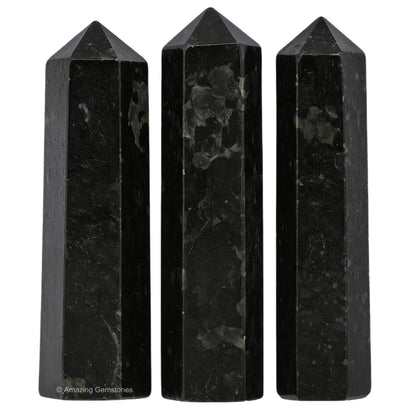 Amazing Gemstone Nuummite Crystal Points Bulk Healing Crystals & Stones - Pack of 3 Single Terminated Healing W& Point Bulk Crystals for Crafts, Crystal Grid, DIY Work - Premium Crystals