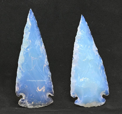 Amazing Gemstone 2 Pieces Opalite Arrowhead, Crystal and Healing Stone Flint Rock Arrow Head - 2 to 3 Arrowheads for DIY Project Craft Point Jewelry Making