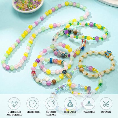 Craft Glass Assorted Beads for Bracelet Making Kit, Including Rondelle Beads, Facted crystal Beads, Ideal for DIY Handmade, Charms, Necklaces & Accessories, Jewelry Making Supplies for Beads Lovers