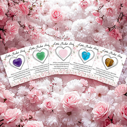 50 Sets Pocket Hug Bulk with Heart Shape Natural Stones & Healing Crystals, Mini Polished Gemstones for Meditation, Yoga, Chakra Balancing, Gift for Friends, Family, Colleagues