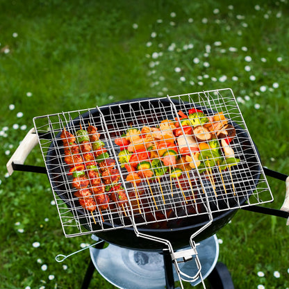 Fish Grill Baskets，Folding Portable Fish Grilling Rack For Grill, BBQ Grilling Basket, Stainless Steel Grill Basket For Veggies, Shrimp, Meat Cook，Come With Storage Bag and Two Basting Brush