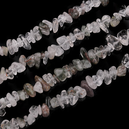 400pcs Natural Chip Stone Beads for Jewelry Making Green Ghost Quartz 5-8mm Irregular Gemstones Healing Crystal Loose Rocks Bead Hole Drilled for Ring Earrings Necklace Bracelet Making DIY Art Crafts