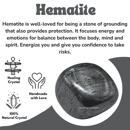 Amazing Gemstone Hematite Crystals and Healing Stones Tumbled - 1 oz Hematite Stone Gem Stones, Natural Healing Stones for Energy Balance, Stress Relief - Premium Polished Gems Rocks for Meditation
