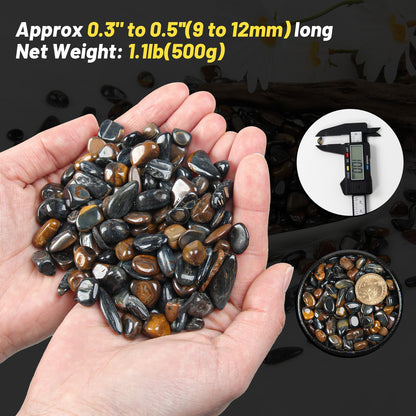 1.1lb Natural Crushed Blue Tiger Eye Crystal Tumbled Chips-Healing Crystals Chips Bulk, Crushed Crystal Gemstones for Crafts, Beautiful Package for Gift (Blue Tiger Eye)
