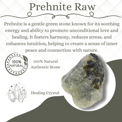 ANAYA AGATE Prehnite Epidote 2 Pcs Raw Crystals Rough Gemstones w/Authenticity Card, Velvet Pouch - Large 1.25–2.0" Raw Stones for Tumbling, Cabbing, Polishing, Cutting Natural Healing Crystals for Home Decor, DIY Stones
