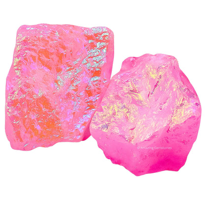 Amazing Gemstone Angel Aura Rose Quartz Raw Crystals and Healing Stones, Natural Rocks for Tumbling and DIY Raw Stones and Crystals (1 Piece)