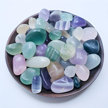 SigMntun Tumbled Fluorite Crystal Stone Set - 72 Pcs, 0.5" 10 oz Handpicked Tumbled Gemstones Rocks, Pebbles for Reiki, Chakra, Healing, Home Decor, 0.5" - Fluorite