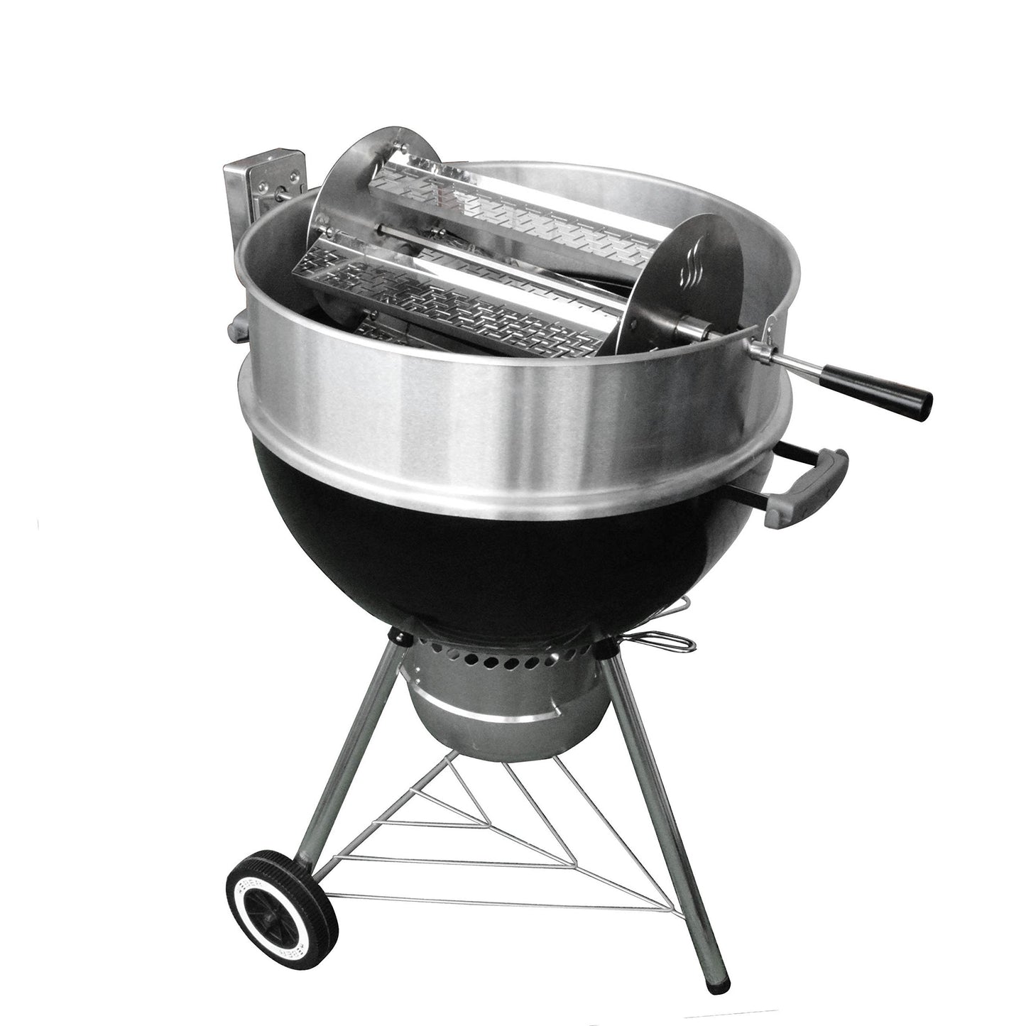 onlyfire 18 inch Round Tumble Rotisserie Basket, Stainless Steel BBQ Rotisserie Rotating Tray for Grills, Fits for 1/2" & 3/8" Hexagon, 3/8" & 5/16" Square Spit Rods