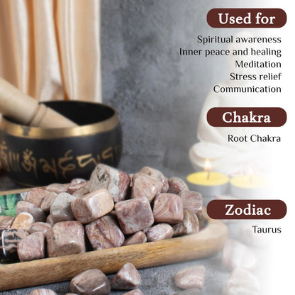 "Crocon 1LB Rosetta Jasper Tumbled Stones and Crystals Bulk 2000+ Carats Natural Crystal Kit for Reiki Healing Crystal Polished, Tumble Stones, Chakra Balancing, Reiki Gift, Home Decor Size : 20mm"