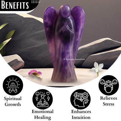 Amazing Gemstone Amethyst Angel - Amethyst Crystal Angel and Pocket Guardian Angel Crystal Figurines (3 Inches)