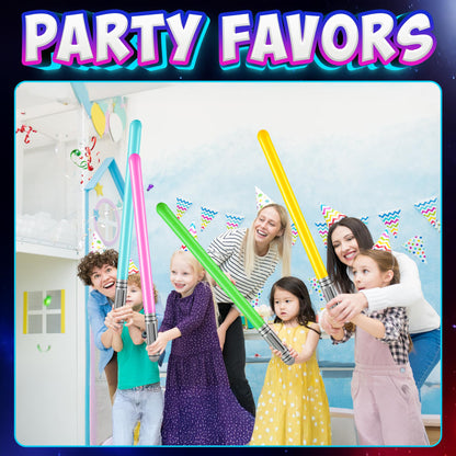 Bedwina Inflatable Light Sabers for Kids - (Pack of 6) 35-inch Neon Color Blow-Up Toy Saber Swords, Party Favors, Goodie Bags, Star Galaxy Theme Birthdays & Prize Toys
