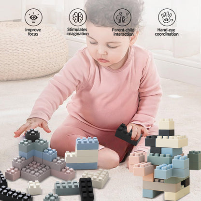Montessori Toys Bundle – Sensory Balls for Toddlers & Silicone Blocks 24PCS, Multiple Textures Hand Catching Baby Balls, Baby Rattle 3-6 Months, Stacking Soft Blocks for Babies 1-3, Educational Play