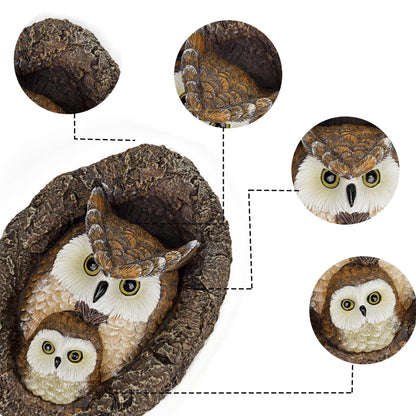 Colomix Owlet and Mom Owl Tree Hugger, Tree Faces Garden Sculpture, Owls Garden Statues, Tree Peeker Yard Art Ornament, Durable & Waterproof, Decorations Gardening Presents for Housewarming Birthday