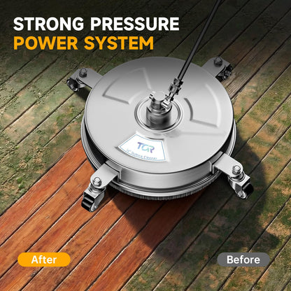 TOR 14" Stainless Steel Pressure Washer Surface Cleaner with 4 Caster Wheels, 4000 PSI, 2 Extension Wands & Nozzles, Power Washer Surface Cleaner for Concrete, Driveway, Patio, 1/4" Quick Connect