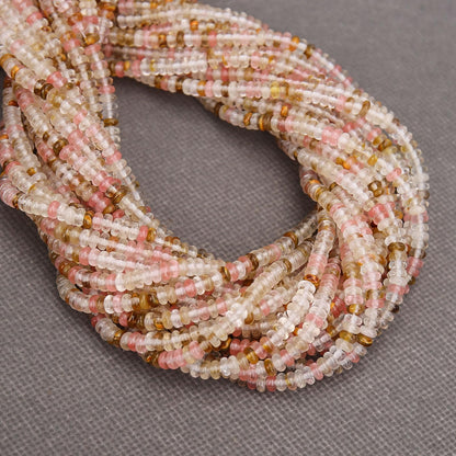 BONNY BOXX 1 Strand (150PCs) Natural 2 * 4mm Watermelon Rind Rondelle Beads, Natural Abacus Disk Stone Beads Loose Spacer Gemstone for DIY Bracelet Necklace Jewelry Making