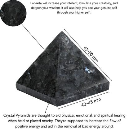 Amazing Gemstone Larvikite Pyramid Crystal Healing Stones - 2" Great Pyramid Figurine of Natural Stone Pyramid for Meditation, Reiki, Chakra Balancing and Crystal Pyramids Grid