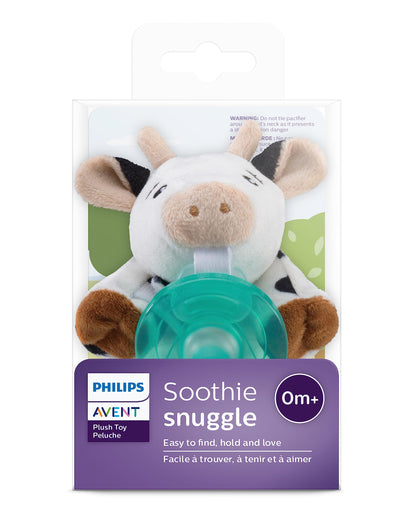 Philips Avent Soothie Snuggle Pacifier Holder with Detachable Pacifier, 0m+, Cow, SCF347/05