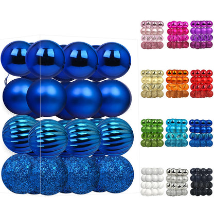 Emopeak 24Pcs Christmas Balls Ornaments for Xmas Christmas Tree - 4 Style Shatterproof Christmas Tree Decorations Hanging Ball for Holiday Wedding Party Decoration (Navy Blue, 1.3"/3.2CM)