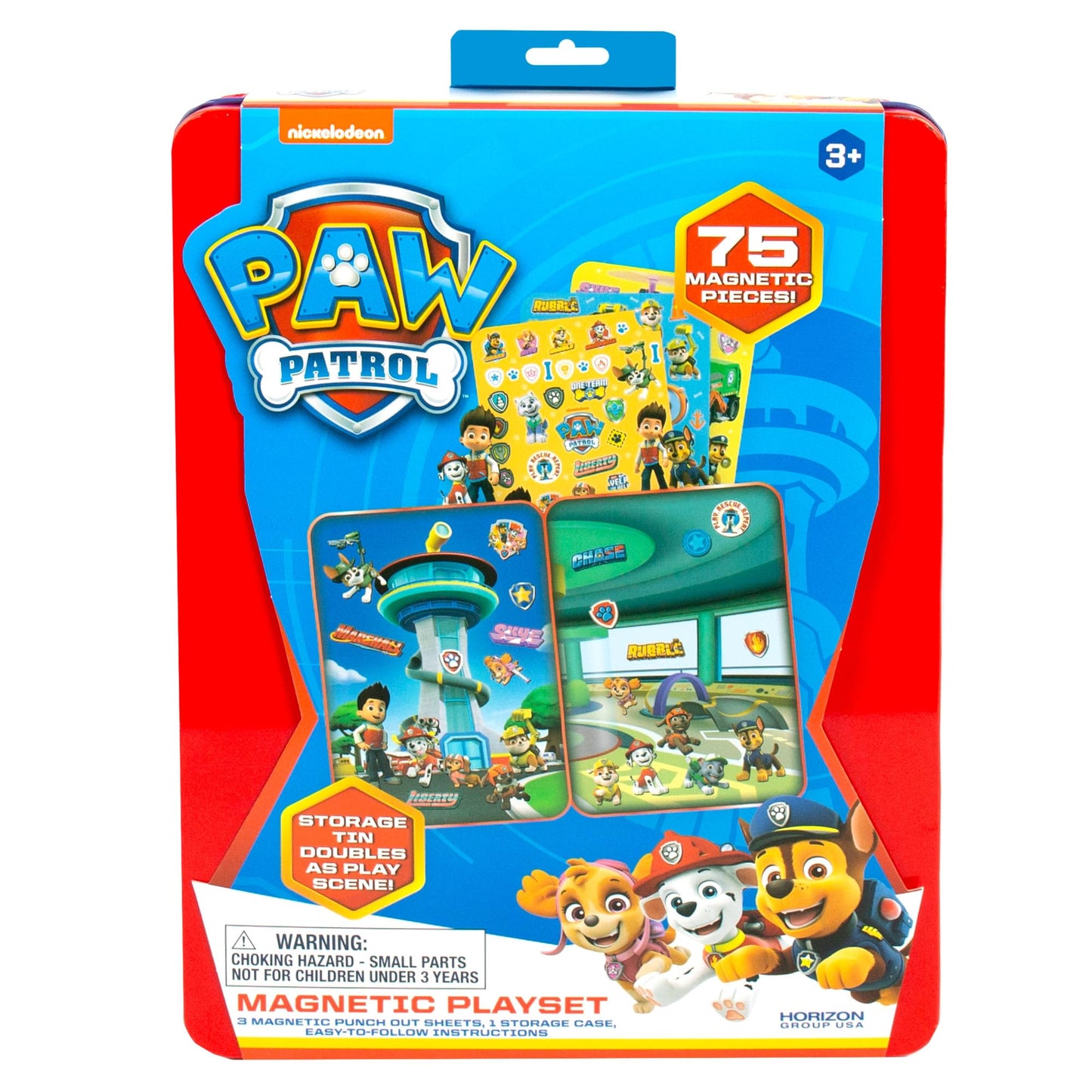 Paw Patrol Magnetic Playset, 75 Mix & Match Dress Up Magnets, 2-in-1 Storage Tin & Play Space, Fun Paw Patrol Toy for Kids 3 & Up, Great Travel Activity for Kids and Toddlers, Paw Patrol Activities