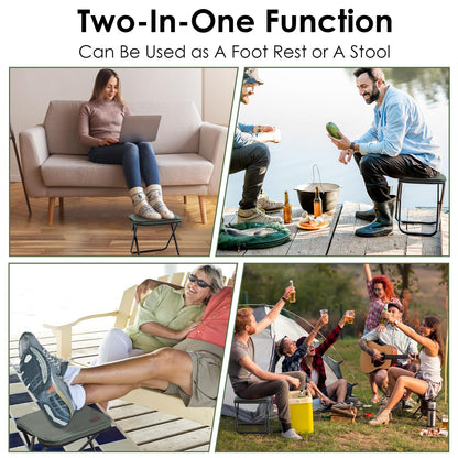 MOONCY Portable Stool, 13 Inch Small Folding Stool for Adults, Ultralight Green Camping Stools for Hiking and Fishing, Hold Up to 265 LBS