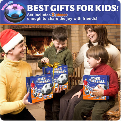 Officygnet 2 Pack Hover Soccer Ball Toys Gifts for 5, 6,7, 8-12 Year Old Boys, Indoor Boys Toys Age 6-8, Light-Up Soccer Ball Games for Kids 4-6, Ideal Christmas Birthday Sports Gifts for Kids