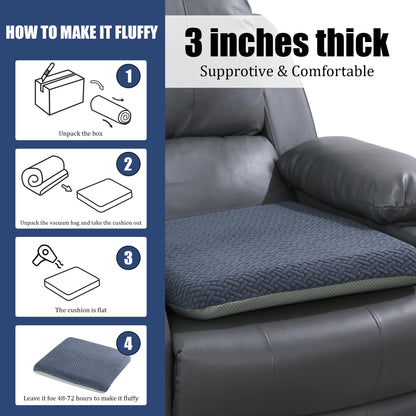 HOMBYS Tufted Furry Recliner Seat Cushion for Elderly Foam Curved Edge Large Square Seat Cushion for Recliner Chair, Floor Pillow, Office Chair, Car, No Pressure on Thighs(Grey)