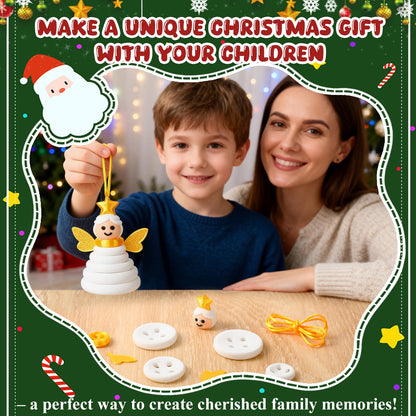 Button Christmas Tree Ornament Kits, DIY Christmas Button Ornament Making Set,Fun Christmas Buttons Crafts Making Set,Tree Hanging Decorations(2PCS-B)