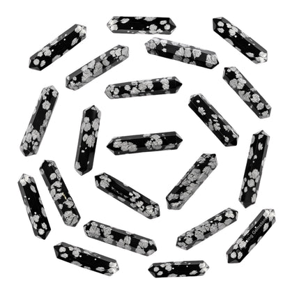 Amazing Gemstone Snowflake Obsidian Crystal Points Bulk Healing Crystals Stones - Pack of 3 Double Terminated Healing Wand Point Bulk Crystals for Crafts, Crystal Grid, DIY Work