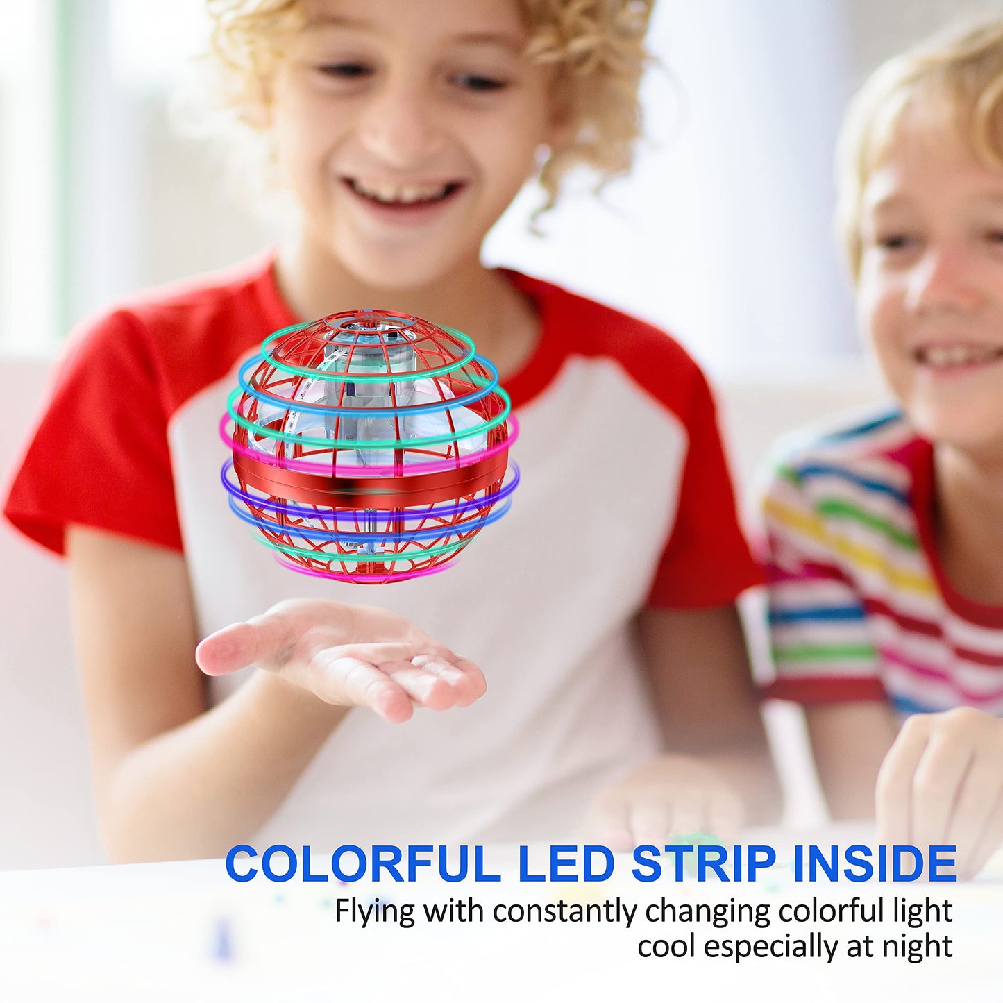 LEMATRIX Flying Orb Ball Toy, Hover Ball Boomerang Fly Fidget Spinner, Cool Toys Gifts for 6 7 8 9 10 11 12+ Years Old boy Girls Teens, Hand Mini Drone Cosmic Globe, Indoor Outdoor Toys(Red)