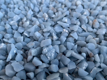 WHOLESALE Natural Semi Tumbled Angelite Gemstone Chips, Crushed Mini Crystals, Undrilled Crystal Chips (Angelite, 0.5 Pound)