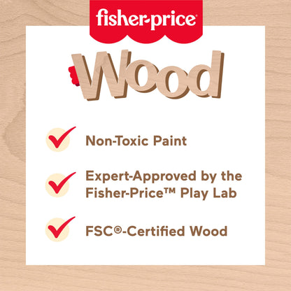 Fisher-Price Wood Toddler Toy Bead Maze, Woodland Animal-Themed Activity for Fine Motor Skill Development Infants Ages 1+ Years (Amazon Exclusive)