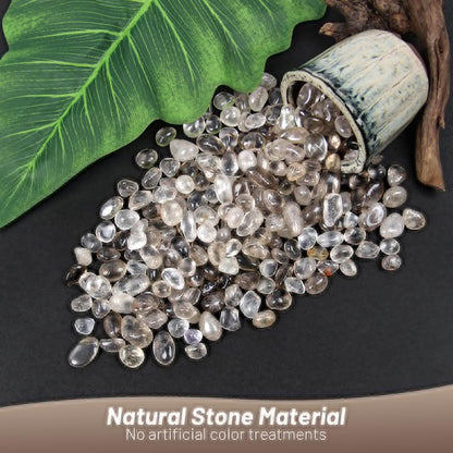 1.1lb Natural Crushed Smoky Quartz Crystal Tumbled Chips-Healing Crystals Chips Bulk, Crushed Crystal Gemstones for Crafts, Beautiful Package for Gift (Smoky Quartz)