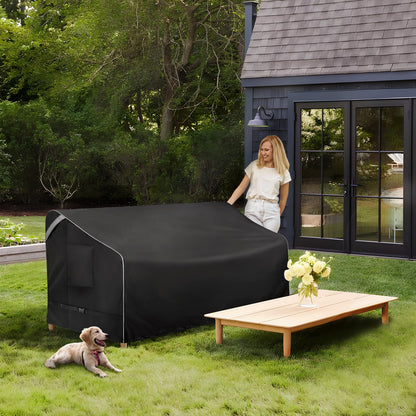 COSFLY Outdoor Patio Sofa Covers Waterproof, Heavy-Duty UV-Resistant Furniture Covers, Adjustable Fit with Buckle Straps, Fits 3-Seater Sofa up to 79"W x 38"D x 35"H ( Black)