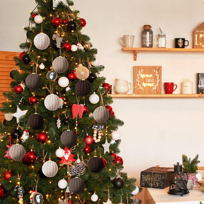 VioraWhite 12 Pcs Neutral Christmas Ornaments, 2.36 Inch Brown Crochet Christmas Balls Modern Rustic Handmade Knitted Woven Cotton Baubles for Xmas Tree Farmhouse Holiday Decor