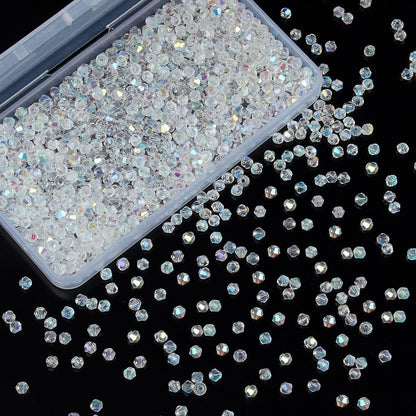 Laopottbeads 1100PCS 4mm Bicone Crystal Glass Beads for Jewelry Making, Sparkling Mini Beads for Suncatchers, DIY Bracelets & Craft Projects (AB White)
