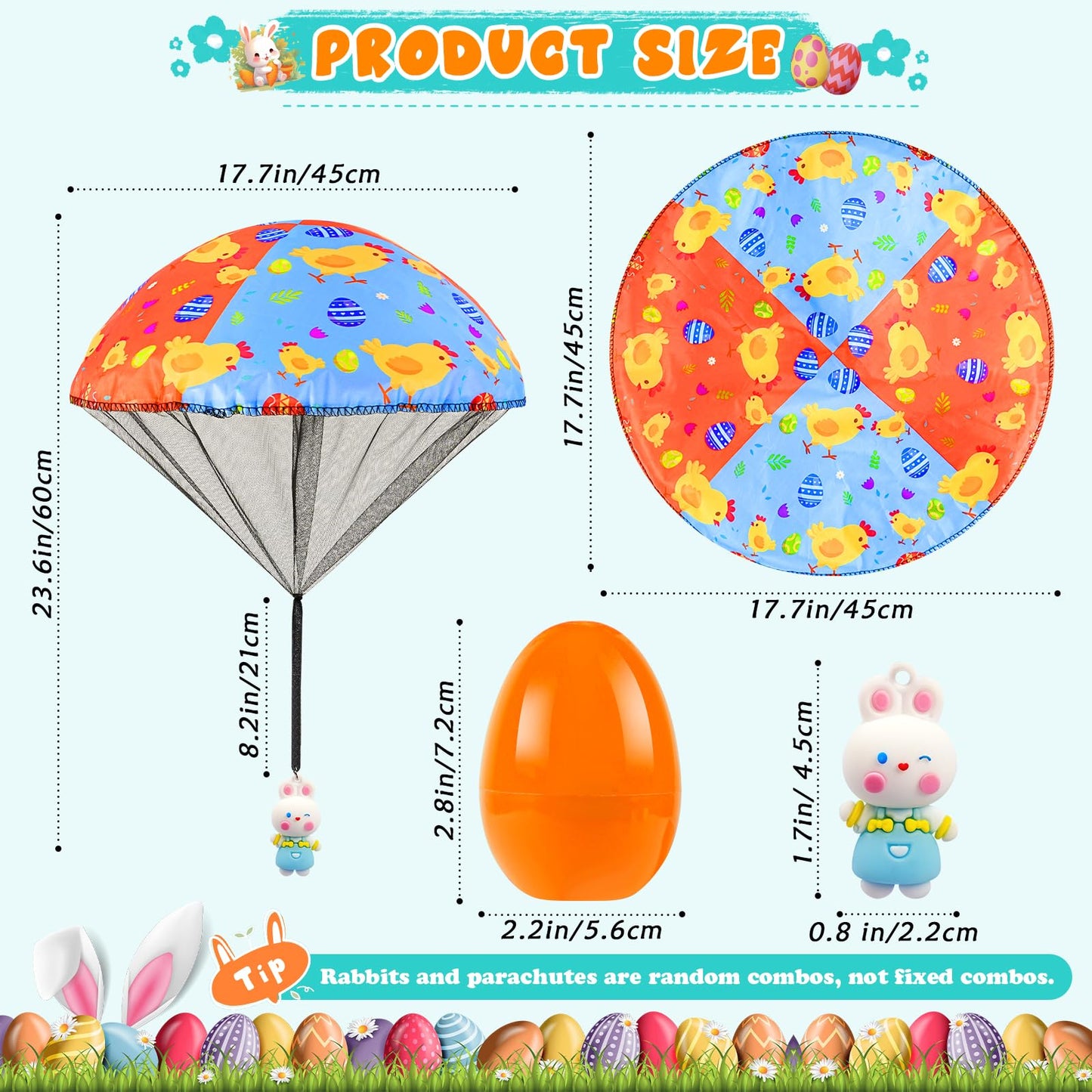 CPSYUB Easter Basket Stuffers Toys for Kids: Easter Parachute Toys for Kids - Easter Egg Fillers Ideas Gifts Outdoor Games for 4 6 8 10 12 Year Old Boys Girls (6 Pack)