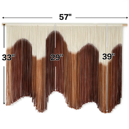 IOWER Macrame Wall Hanging Brown Dip-Dyed Large Handmade Macrame Cord Fiber Art Boho Wall Decor for Bedroom Living Room 57" W x 39" L