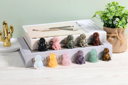 CrystalTears Green Aventurine Crystal Dog Ornament, Cute Dogs Gifts for Women Dog Lovers Men Christmas, 1.5” Lucky Healing Gemstone Labrador Dogs Puppy Figurine Statue for Home Office Desk Decor