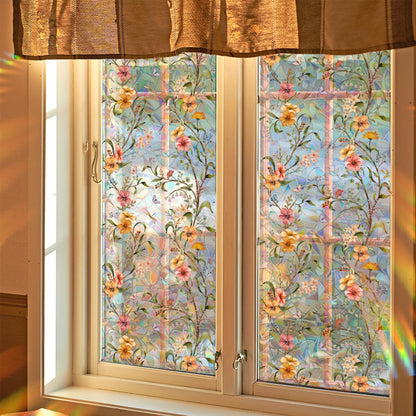 WBQMUNY Stained Glass Window Film,Window Privacy Films,Rainbow Glass Decals Stickers for Home Anti UV17.7" x 43.3"