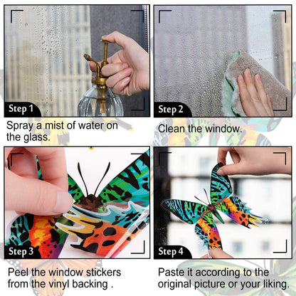 Whaline 24Pcs Colorful Butterfly Window Clings Double-Sided Anti-Collision Window Decals to Prevent Bird Strikes on Glass Non-Adhesive Static Butterfly Cling Stickers for Home Glass Door