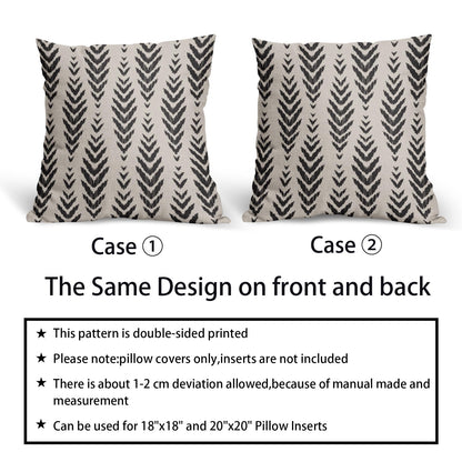 Sweetshow Boho Pillow Covers 18x18 Set of 2 Bohemian Ethnic Black Geometric Herringbone Print Decorative Throw Pillows Outdoor Pillowcase Square Linen Farmhouse Cushion Case Decor for Couch Sofa Bed